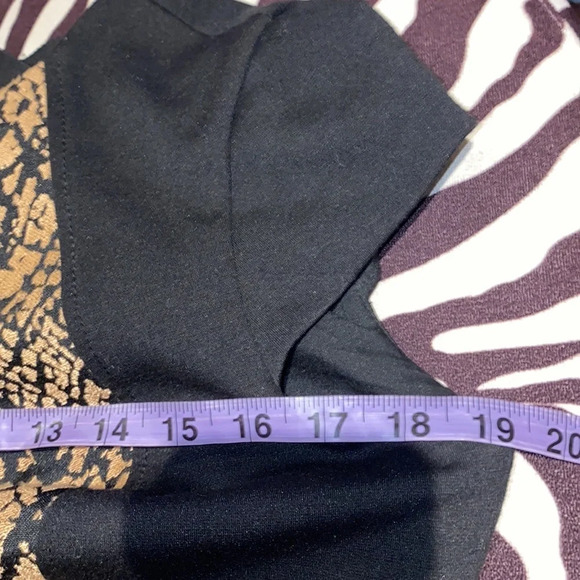 Jones New York Black tan Middle print stretch Jersey knit Midi dress  Sz 10 - Picture 7 of 12